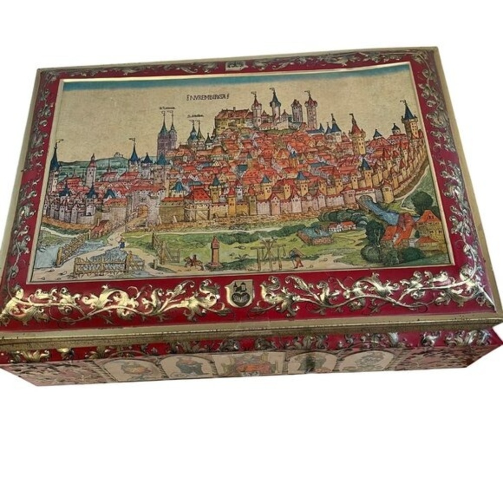 Vintage German Tin Box Wagner Die Meistersinger Nürnberg Lebkuchen Storage Rust